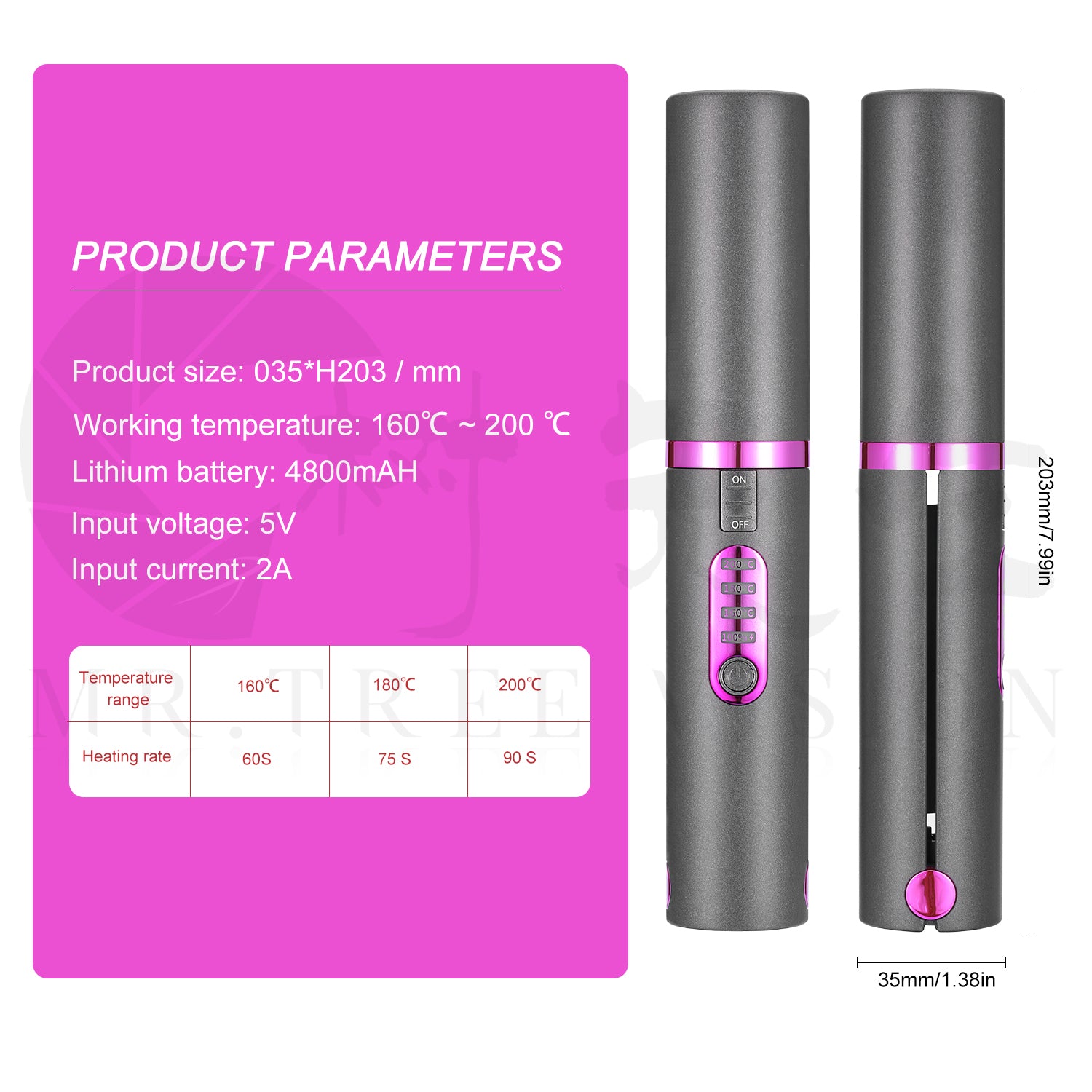 Nouvelles Arrivées Mini Fer à Lisser de Voyage sans Fil Rechargeable USB en Céramique pour Cheveux à Domicile