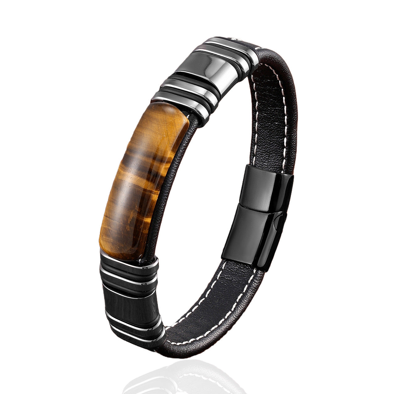 New Stainless Steel Buckle Head Leather Rope Bracelet For Personalized Men