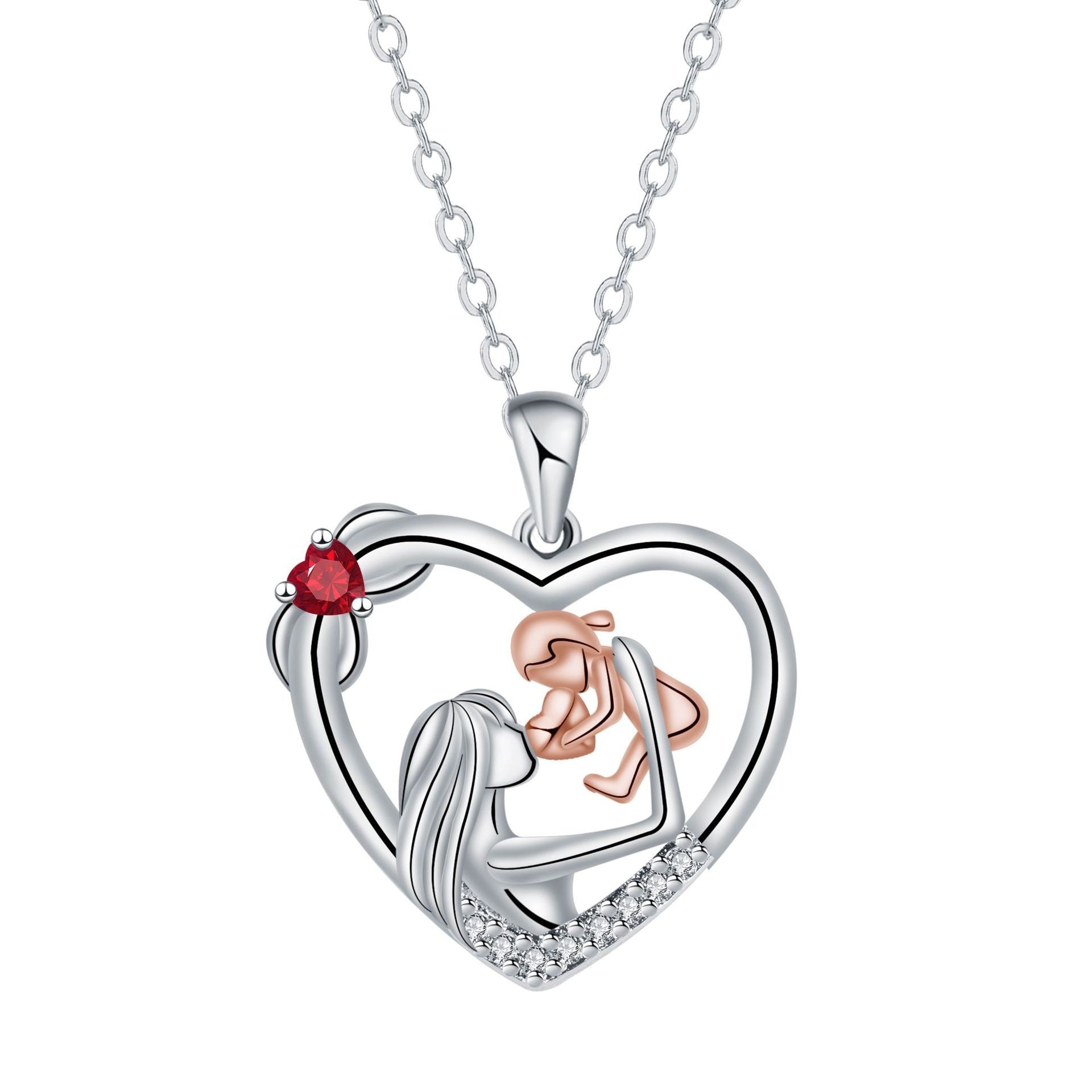 Mother's Day Mother And Daughter Pattern Necklace Heart-shaped Pendant Ornaments Women