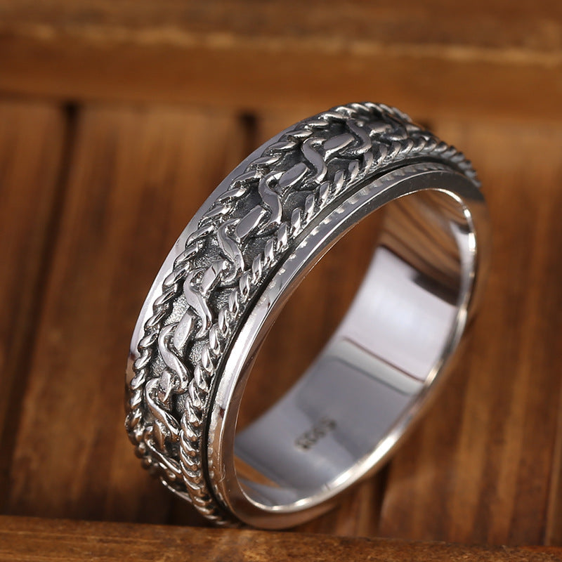 Vintage Thai Silver Jewelry Hemp Rope Ring