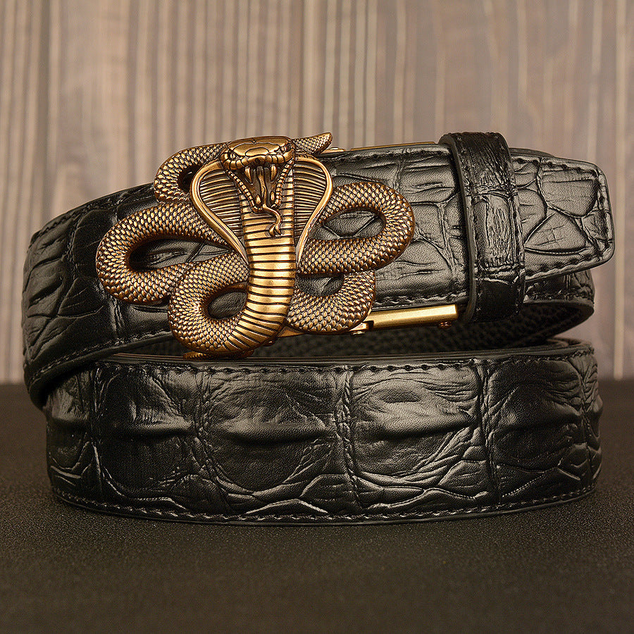 Ceinture en cuir double pour homme avec boucle automatique
