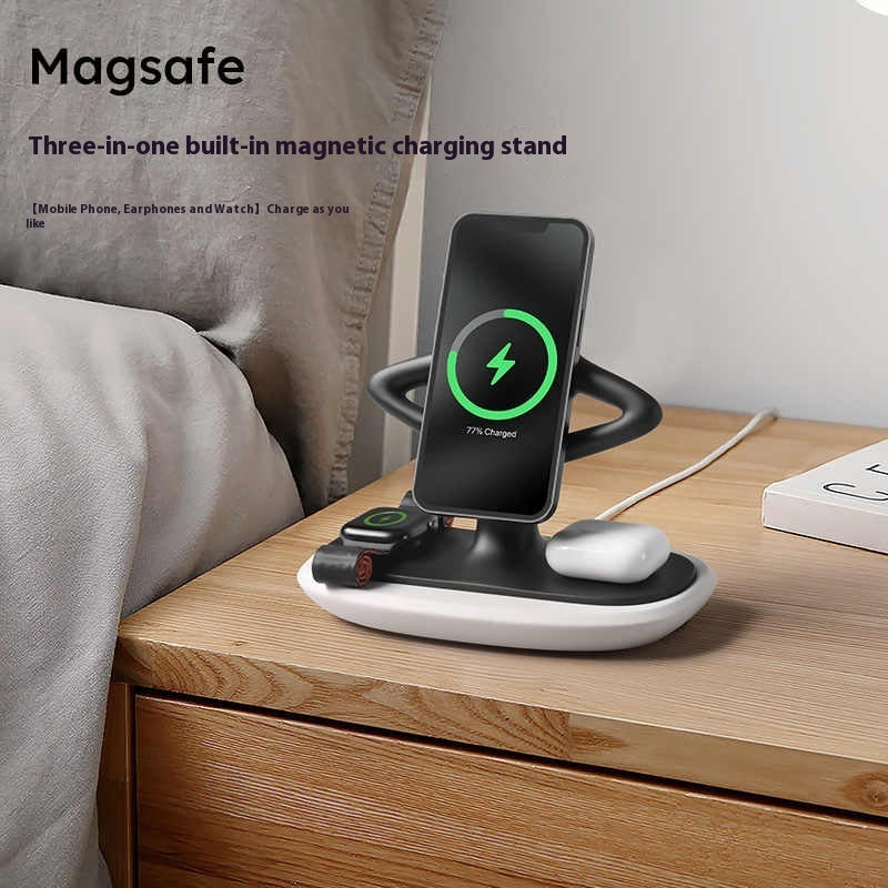 Support de chargement sans fil magnétique MagSafe 3-en-1 créatif pour téléphone portable