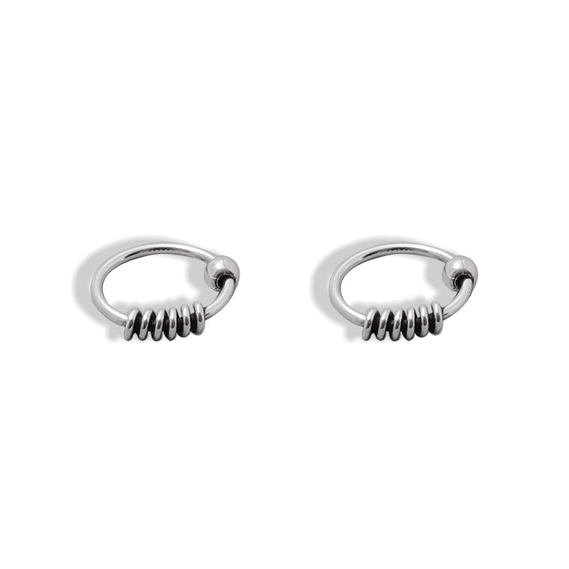 Distressed Small Silver Earrings Twined Unisex