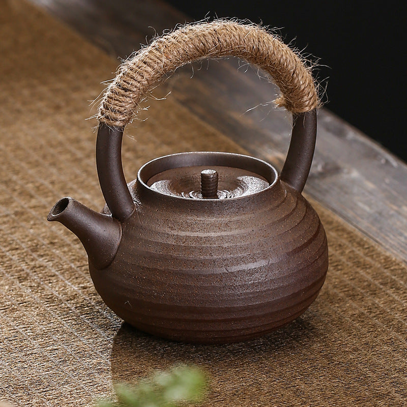 Théières en grès Kung Fu Tea avec anses, céramique, portatives