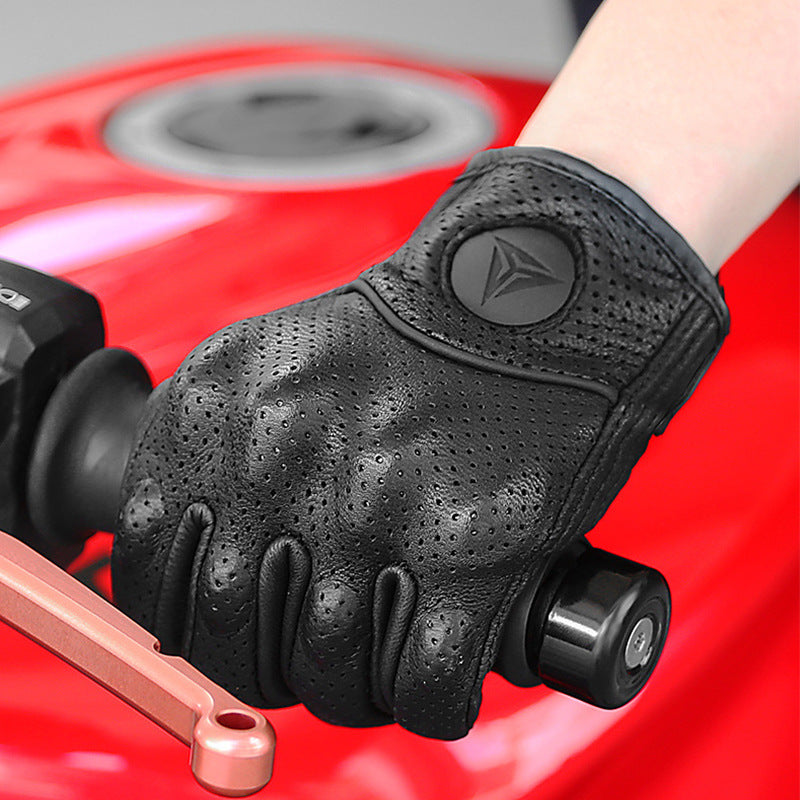 Motorbike Men's And Women's Leather Carbon Cycling Gloves