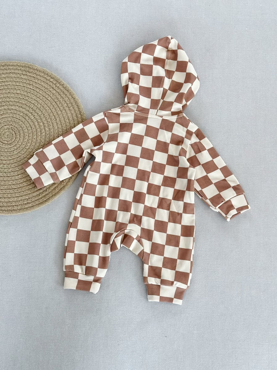 Hooded Pure Cotton Romper Children's Long Sleeve Jumpsuit Outer Wear