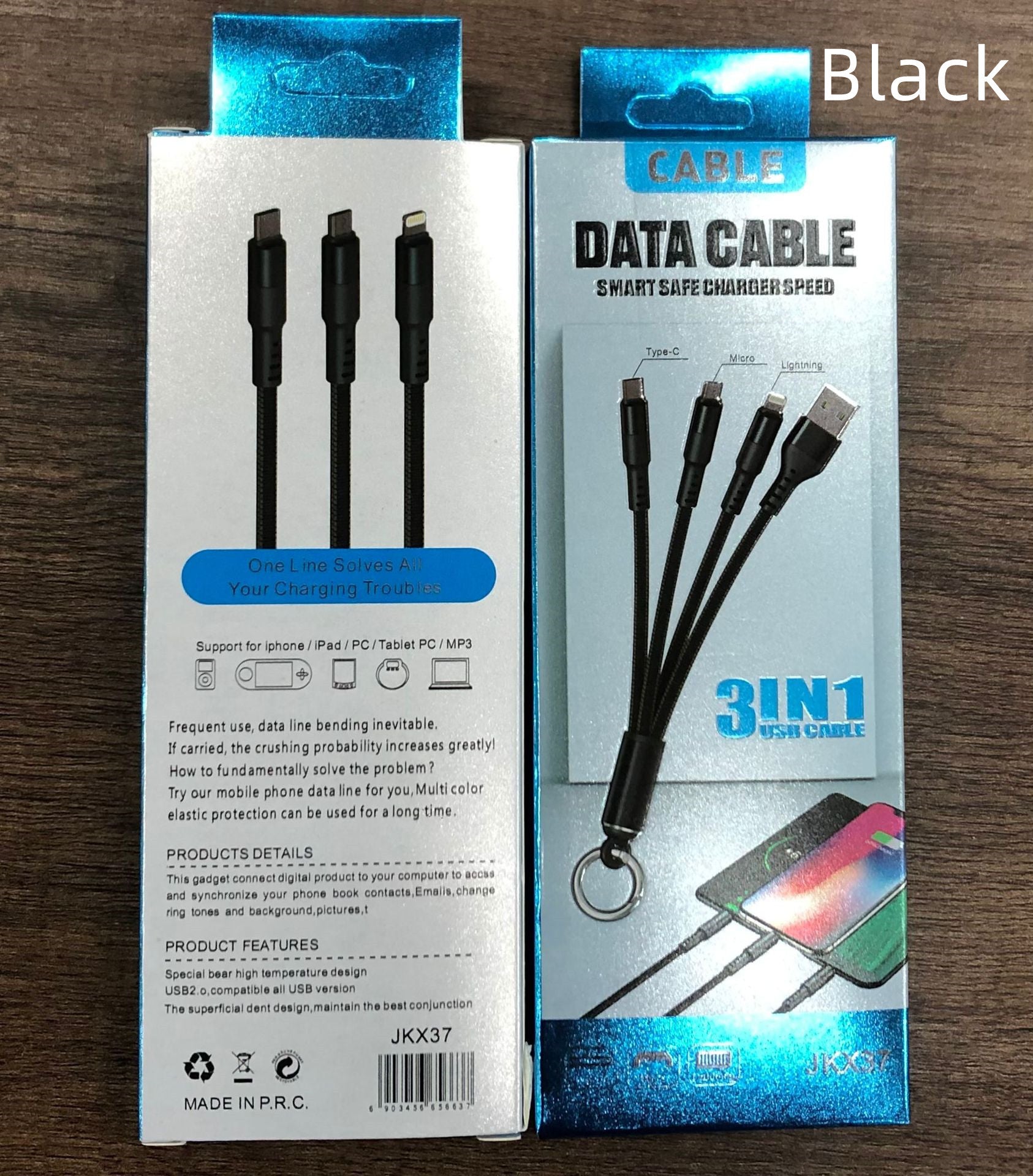 3 In 1 Multi Charger Cable For Phone Super Fast Charging Data Cable Mobile Phone Charging Cord Kable