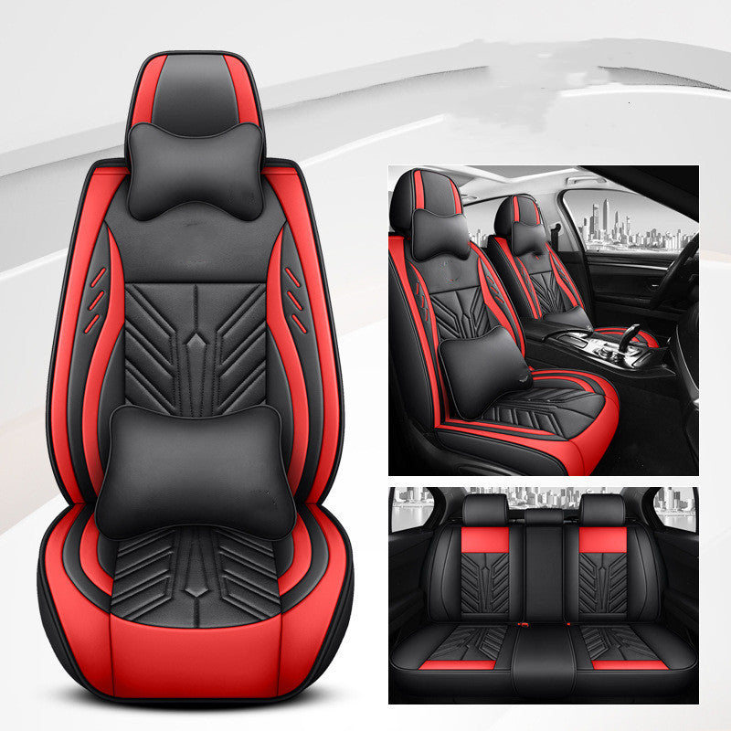 Coussin de siège de voiture tout compris, résistant à l'usure, entièrement en cuir, avec surpiqûres contrastées