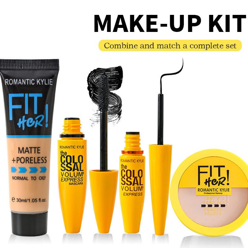 Kit de Maquillage Fond de Teint Anti-Cernes Poudre Bronzante 4 en 1