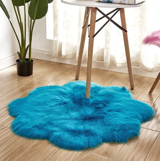 Tapis en Laine Artificielle, Forme Florale, en Peau de Mouton, Poilu, Faux Tapis, Coussin de Siège en Fourrure, Chaud, Tapetes, Tapis de Sol, Tapis Doux