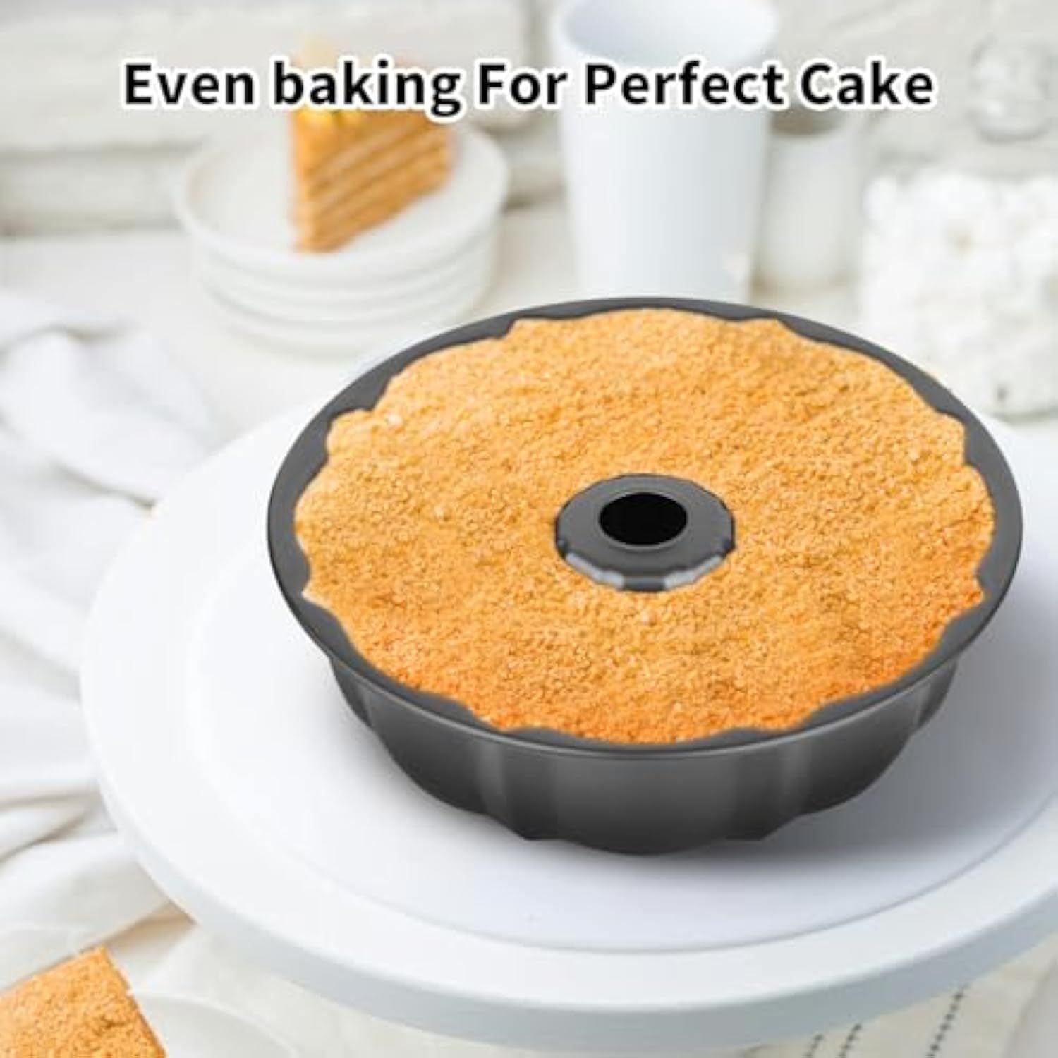 Molde para pasteles antiadherente, resistente, de acero al carbono, con tubo acanalado, redondo, para hornear pasteles, para bizcocho, Buntz, molde para pasteles, molde para hornear pasteles, molde para gelatina, chocoflan y flan.