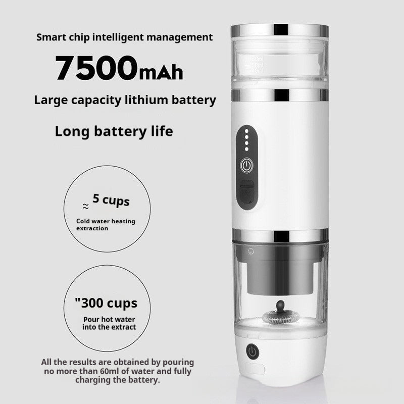 Machine à café italienne trois-en-un intégrée, sans fil, portable, avec fonction de chauffage et de mousse de café
