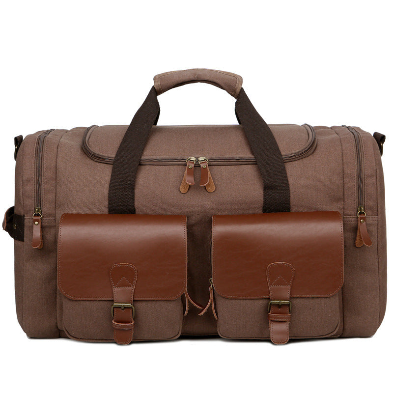 Sac de sport rétro portable en cuir Crazy Horse et toile pour homme