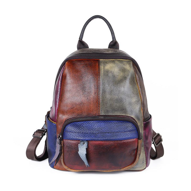 The First Layer Of Cowhide Backpack Hand Rub Color Bag Outdoor Leather Backpack