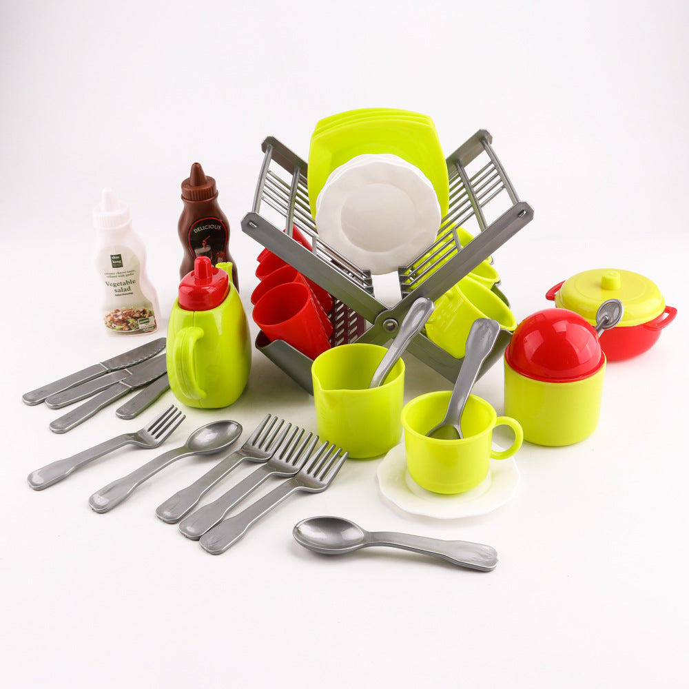 Children's Play House Kitchen Bowl Rack Teapot Combination Toy