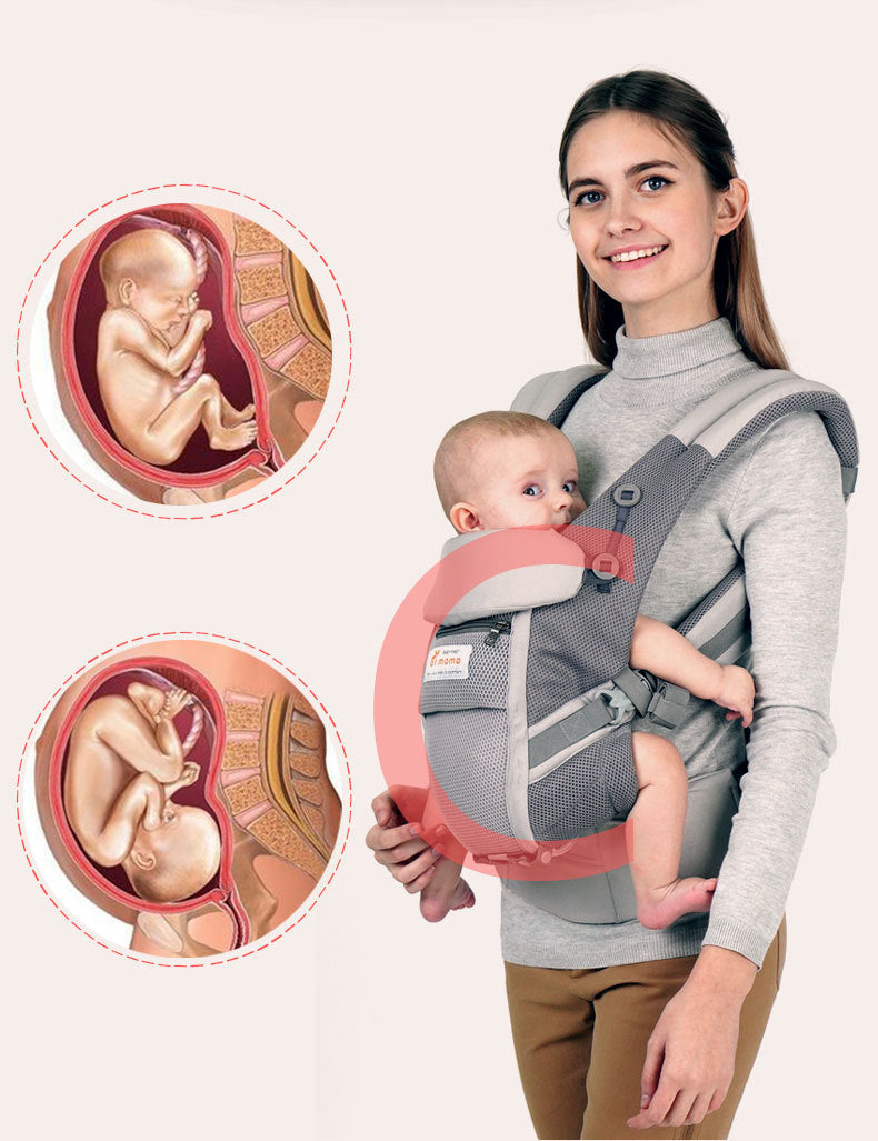 Porte-bébé Ergonomique Réglable Respirant pour Toutes les Étapes avec Tabouret de Taille