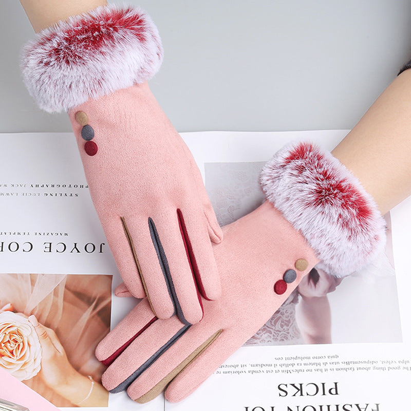 Gants Hiver Femme Chauds en Daim Épais Compatibles Écran Tactile