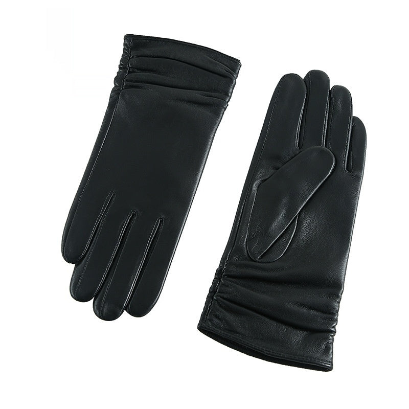 Gants en cuir épais et chauds pour femme, pour l'hiver et la moto