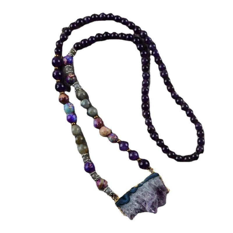 Natural Stone Amethyst Necklace With Various Beads