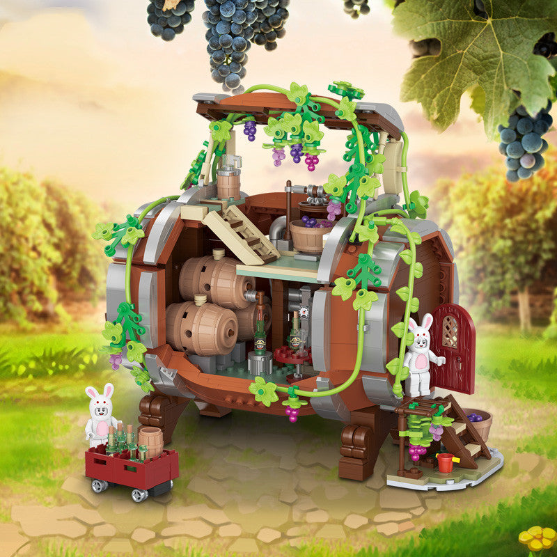 Wine Barrel Small Particles Assembled Building Blocks Diy Puzzle Toys