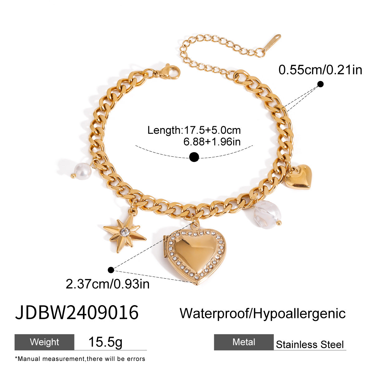 Bracelet chaîne d'amour tendance en acier titane avec nœud papillon et perles