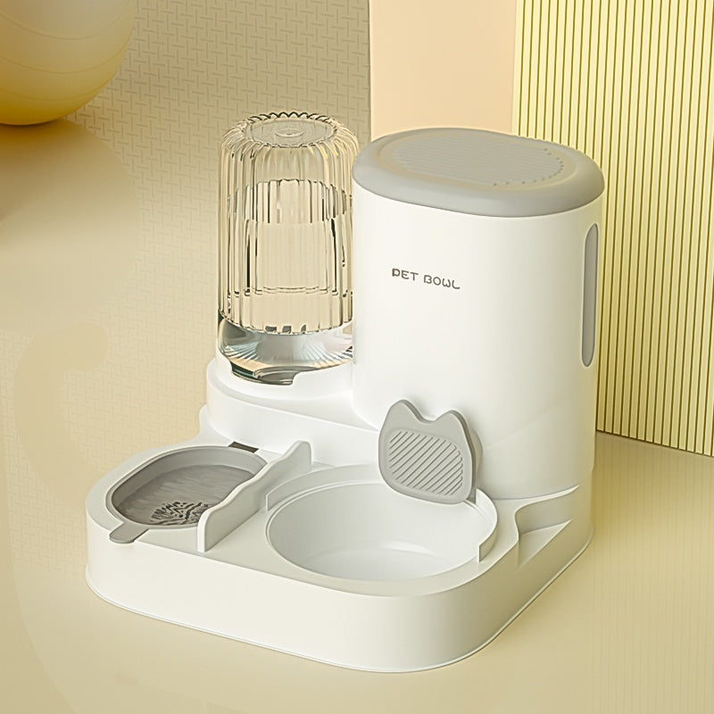 Gamelle pour chat, distributeur automatique d'eau, double gamelle intégrée en acier inoxydable