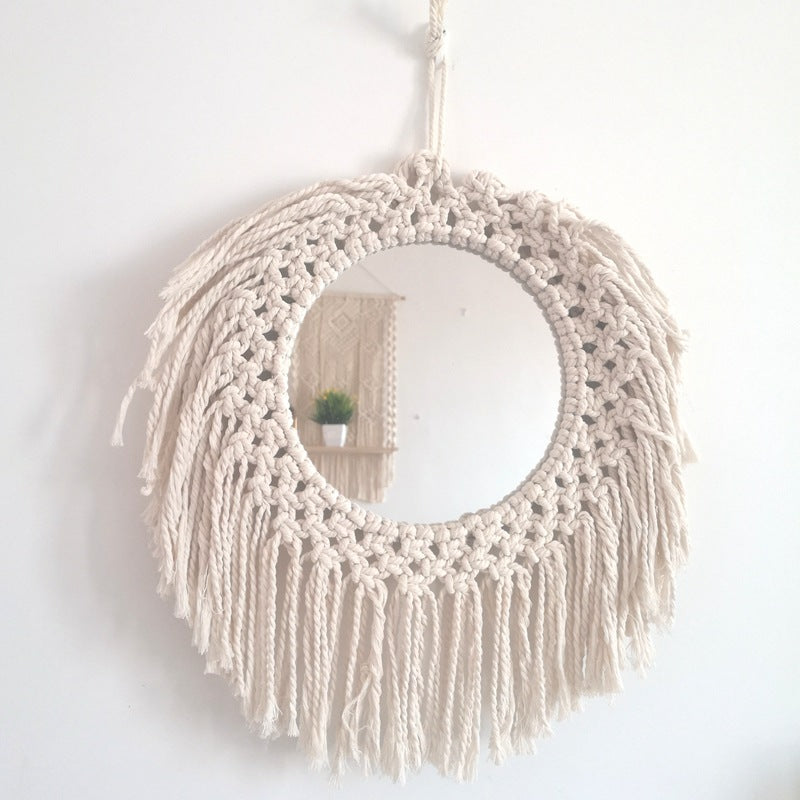 Hand-tapestered makeup mirror