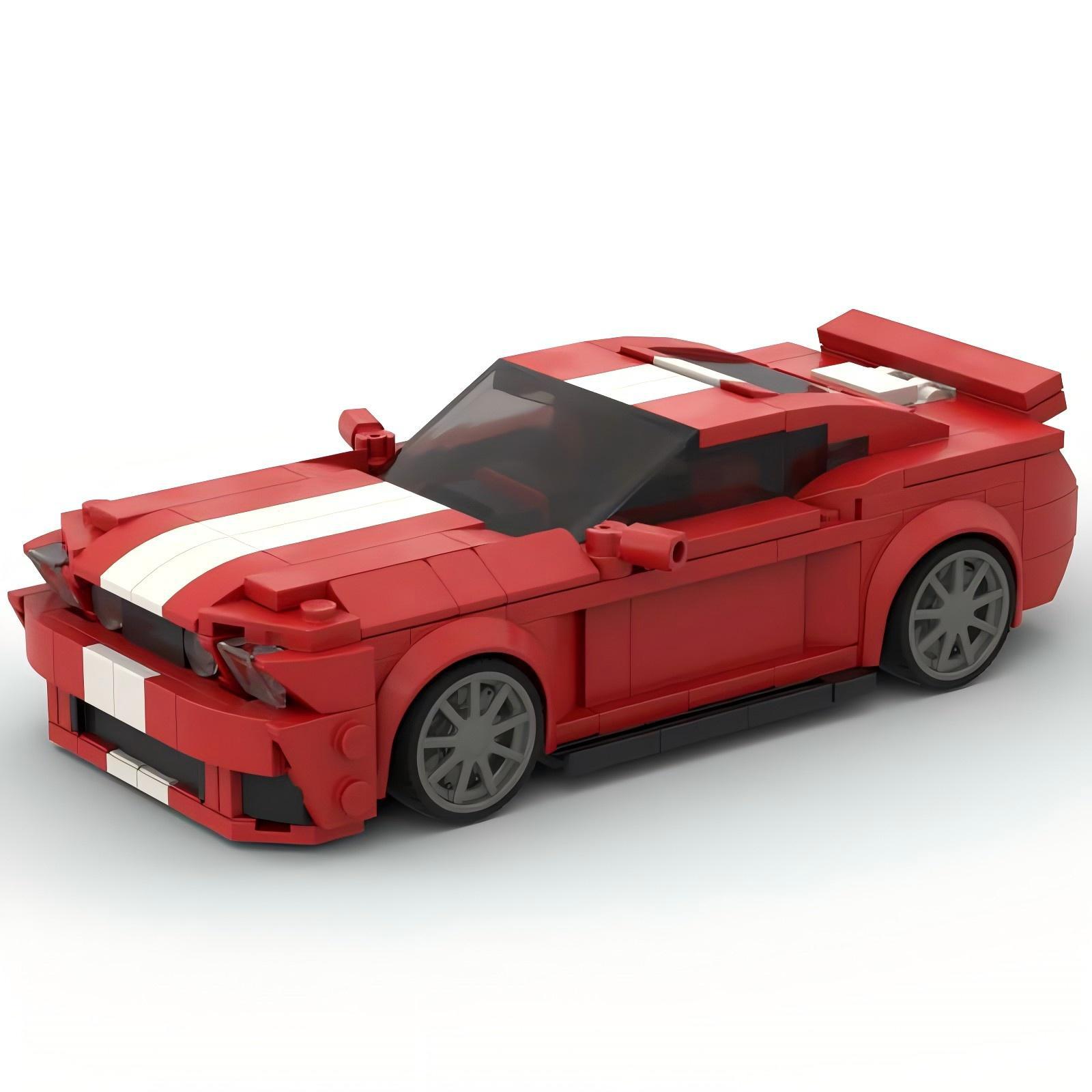 MOC-157029 Voiture de sport Cheval Sauvage Rouge Modèle de voiture créatif assemblé Ornements Cadeau
