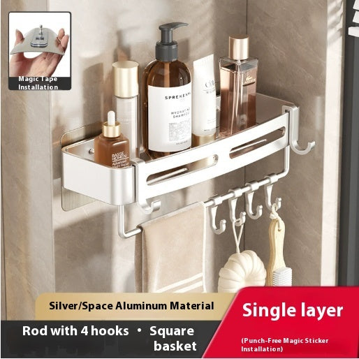 Gun Gray Bathroom Rack Triangle Wall-mounted Punch-free Storage