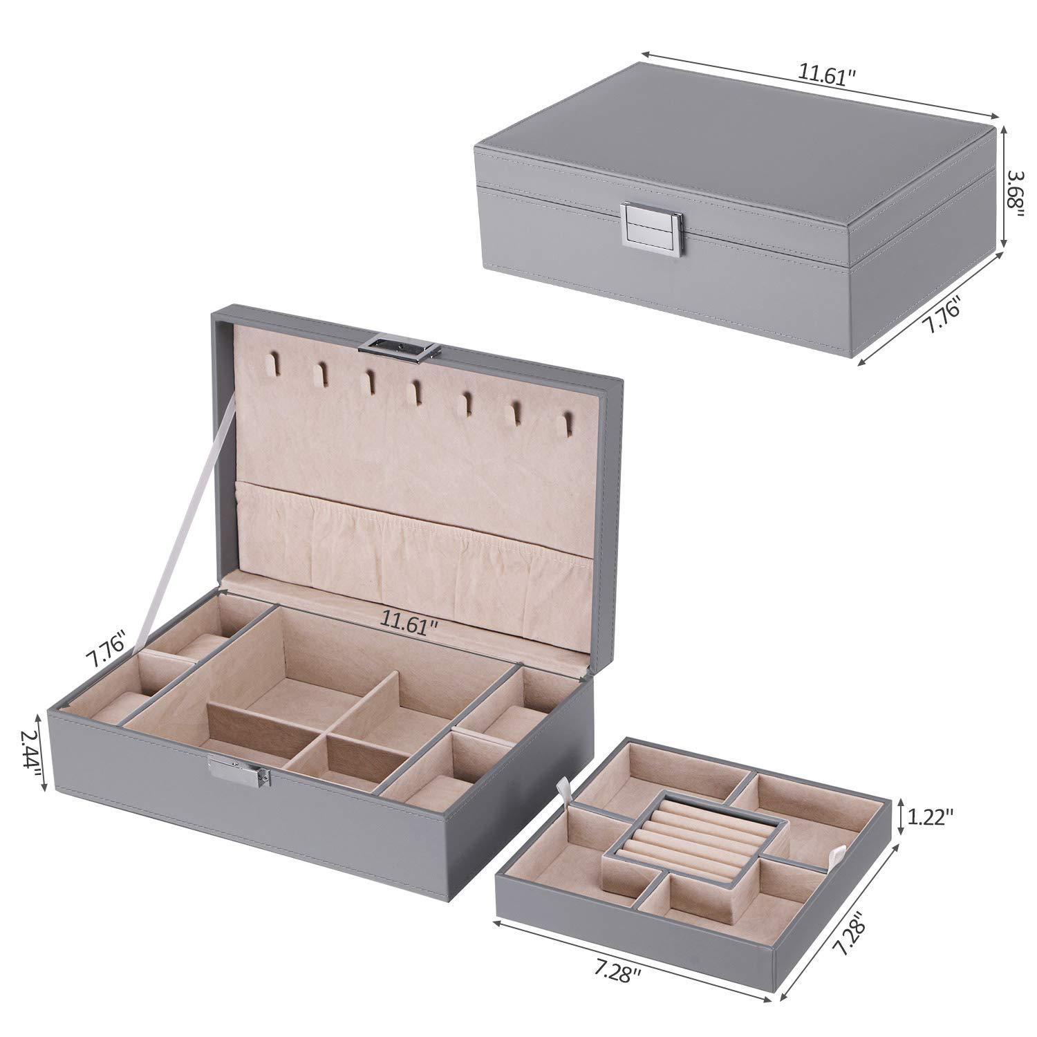 Boîte de rangement à 4 compartiments plateau combiné détachable boîte cadeau de rangement de bijoux