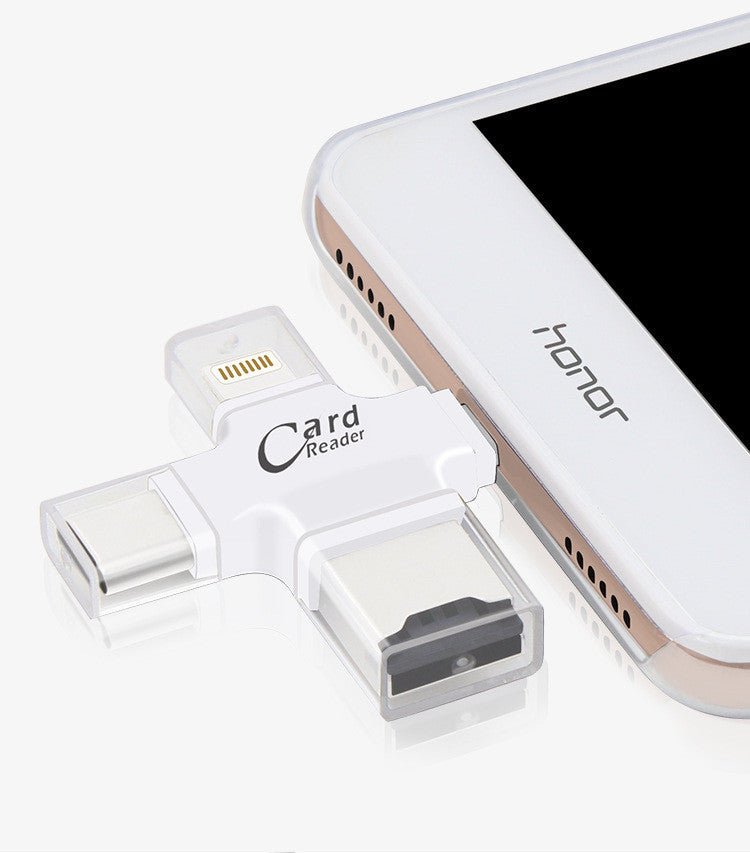 Lecteur de Carte Multi-Fonction 4-en-1 pour Téléphone Portable