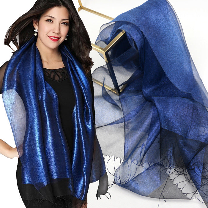 Foulard en Soie Élégant Double Couche de Soie pour Femme, Tendance et Haut de Gamme