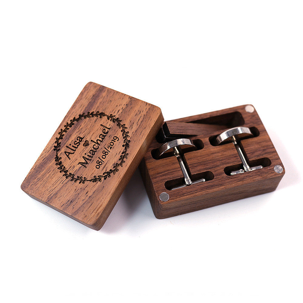 Solid Copper Wedding Solid Wood Tie Clip Cufflinks Set
