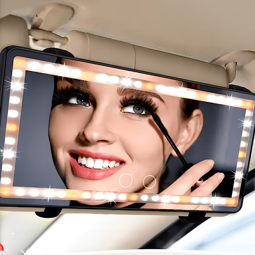 Miroir de maquillage lumineux portable pour voiture