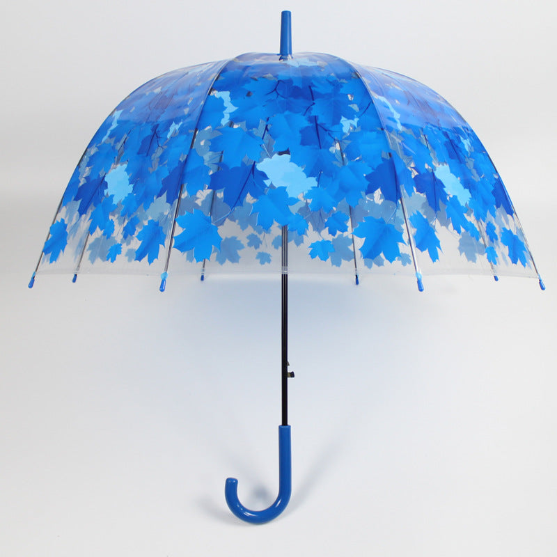 Parapluie Transparent à Long Manche, Parapluie Peint, Parapluie Feuille d'Érable