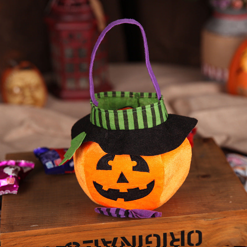 Sac à bonbons d'Halloween mignon Sac à main portable motif citrouille d'Halloween Accessoires de cosplay Panier cadeau Cadeaux pour enfants