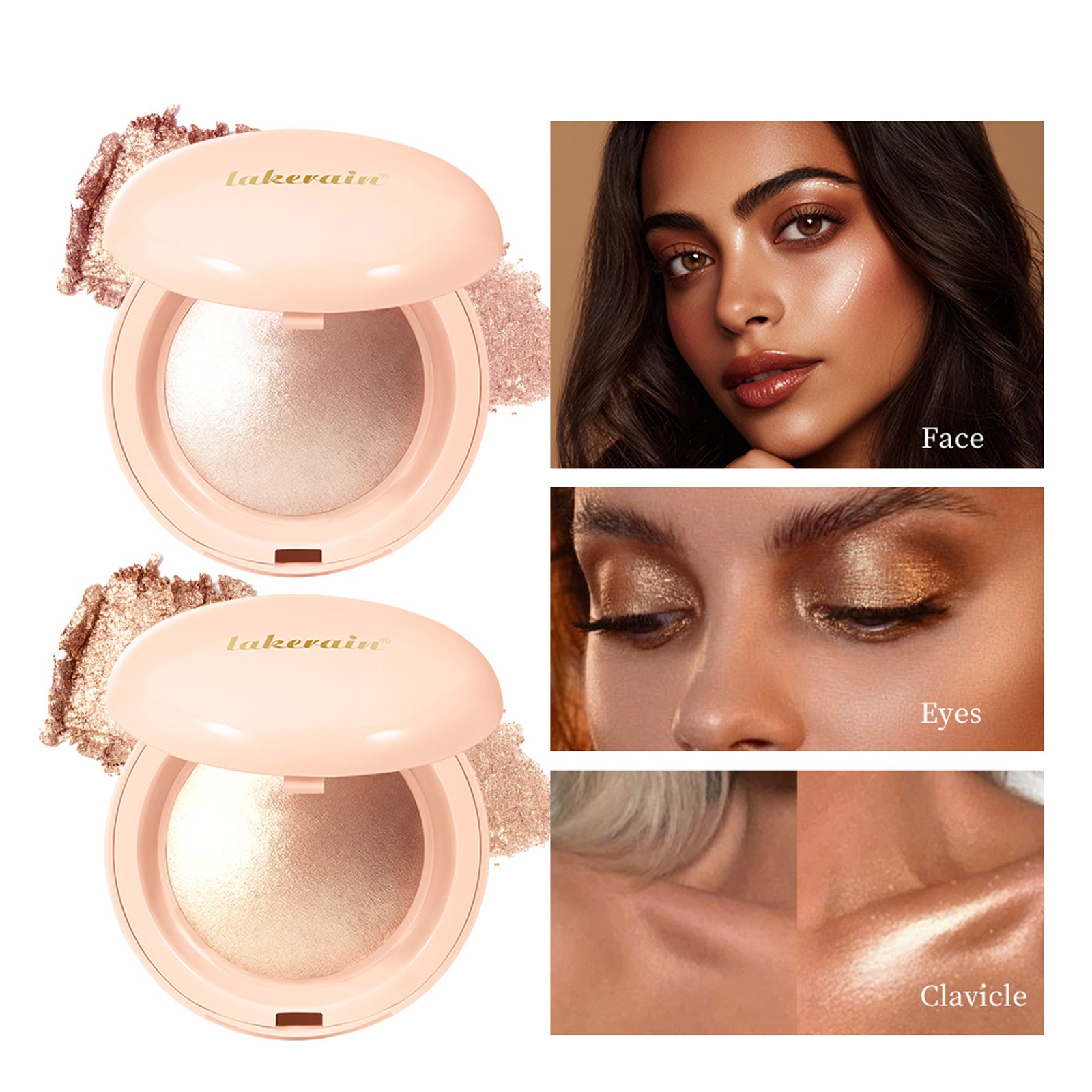 Lakerain Highlighter Powder, Three-dimensional Contour Matte Highlighter Powder