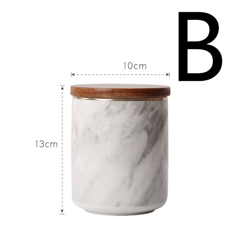 Marble Pattern Sealed Ceramic Storage Jar With Lid