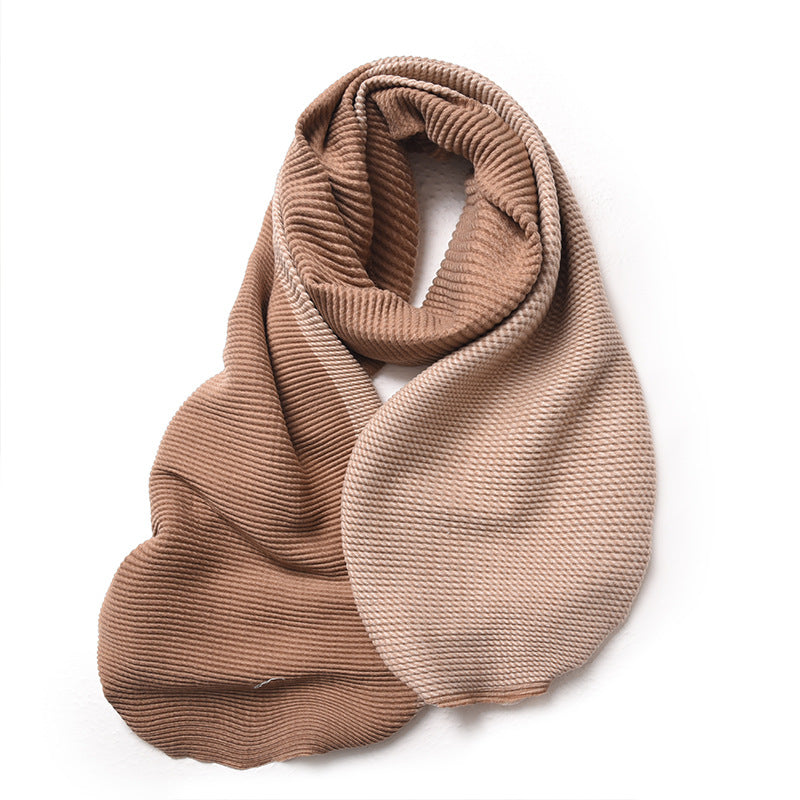 Écharpe dégradée de couleurs, Hiver, Double face, Plissée, Imitation cachemire, Populaire, Polyvalente et élégante, Pour femmes