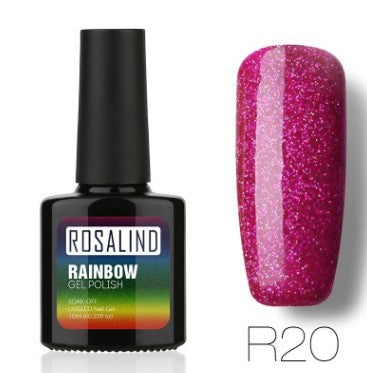 Sans clous, longue tenue, non toxique, vernis à ongles, colle de photothérapie ROSALIND, système arc-en-ciel étoilé.