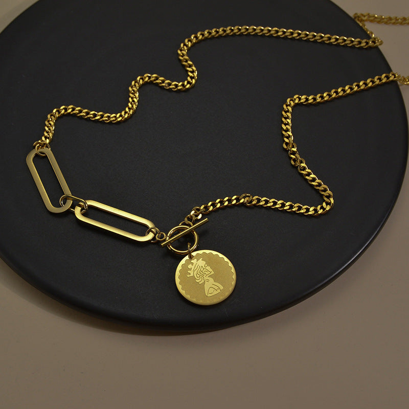 Stitching OT Buckle Clavicle Chain Net Red Tide Pendant