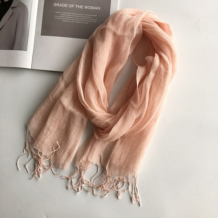 Thin Linen Candy Color Scarf Travel Holiday Sunscreen Shawl