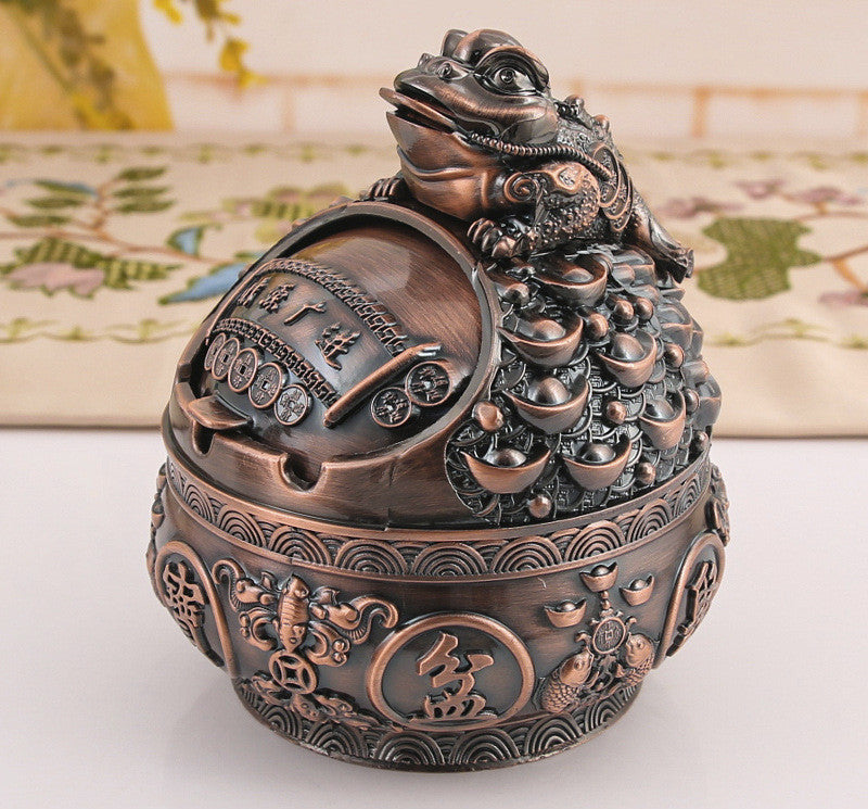 Cendrier Corne d'Abondance Yuanbao Grenouille Dorée en Bronze Imitation