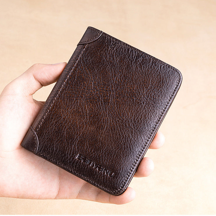 Portefeuille horizontal en cuir grande capacité pour homme