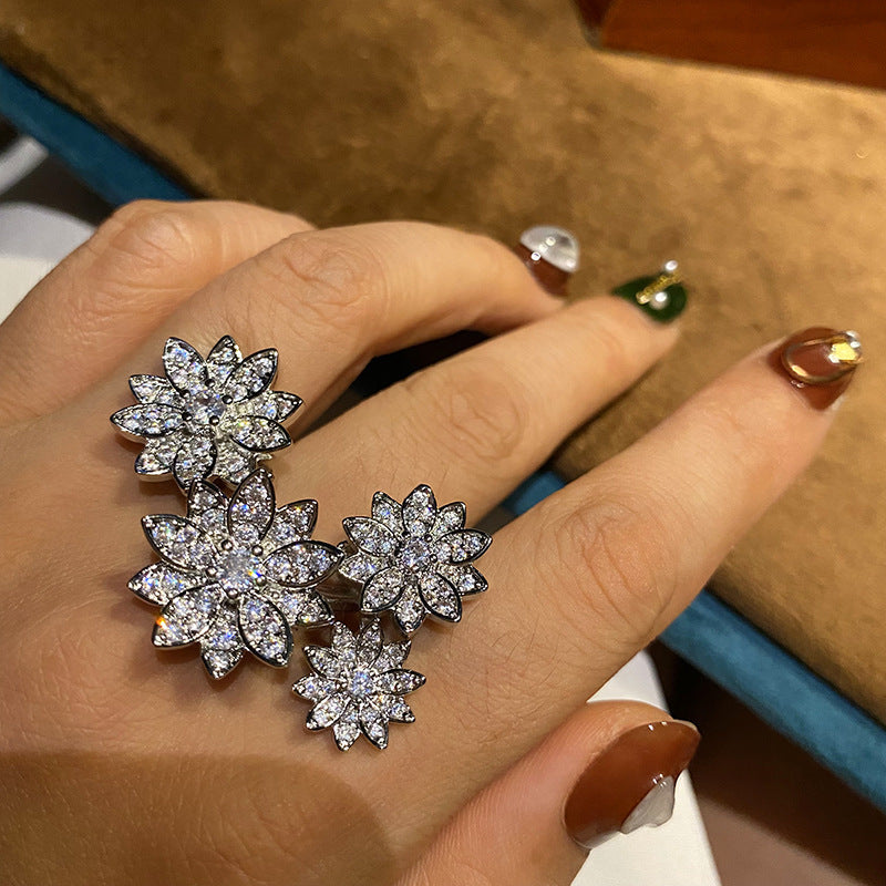 Exaggerated Flower Ring Personality Minority Men And Women