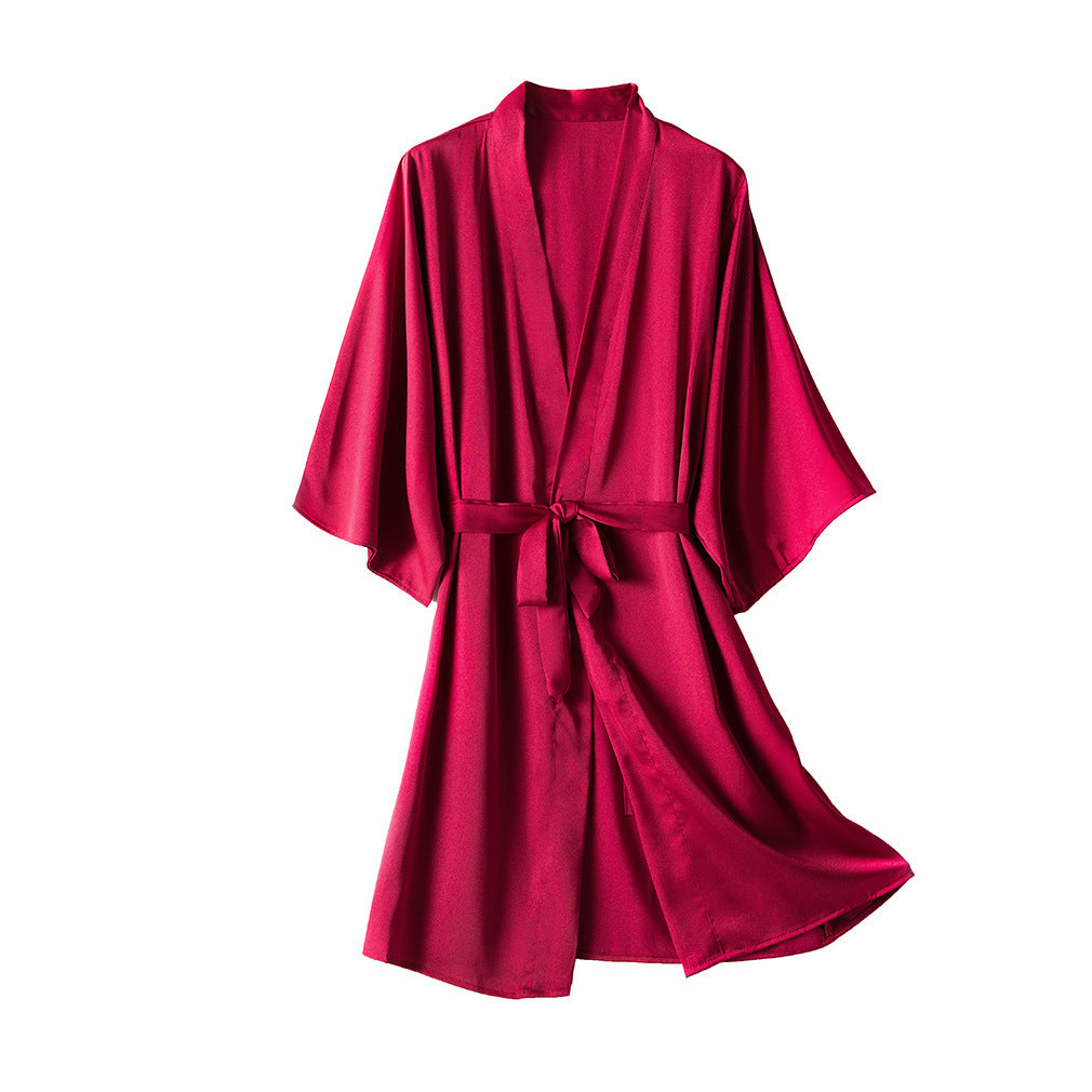 Women's One-Piece Mid-Length Solid Robe Bathrobe