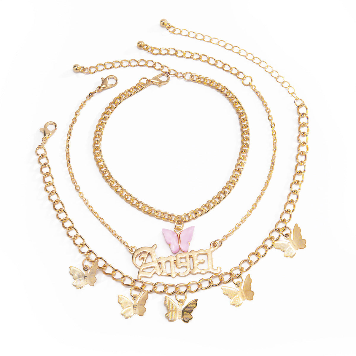 Bracelet de cheville pour femmes avec pendentif papillon, style rétro urbain