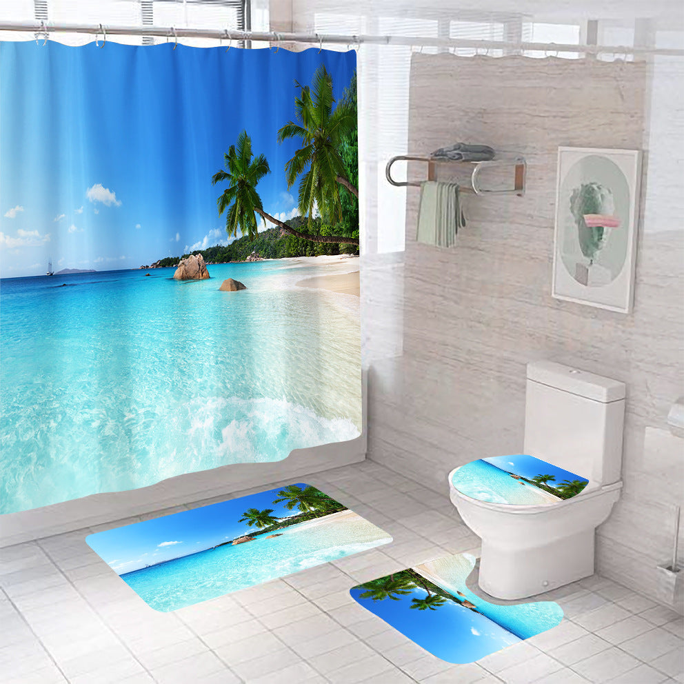 Mildew-proof Bathroom Shower Curtain Set Of Four