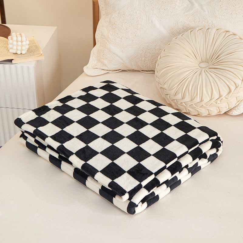 Printed Plaid Flannel Thickened Blanket