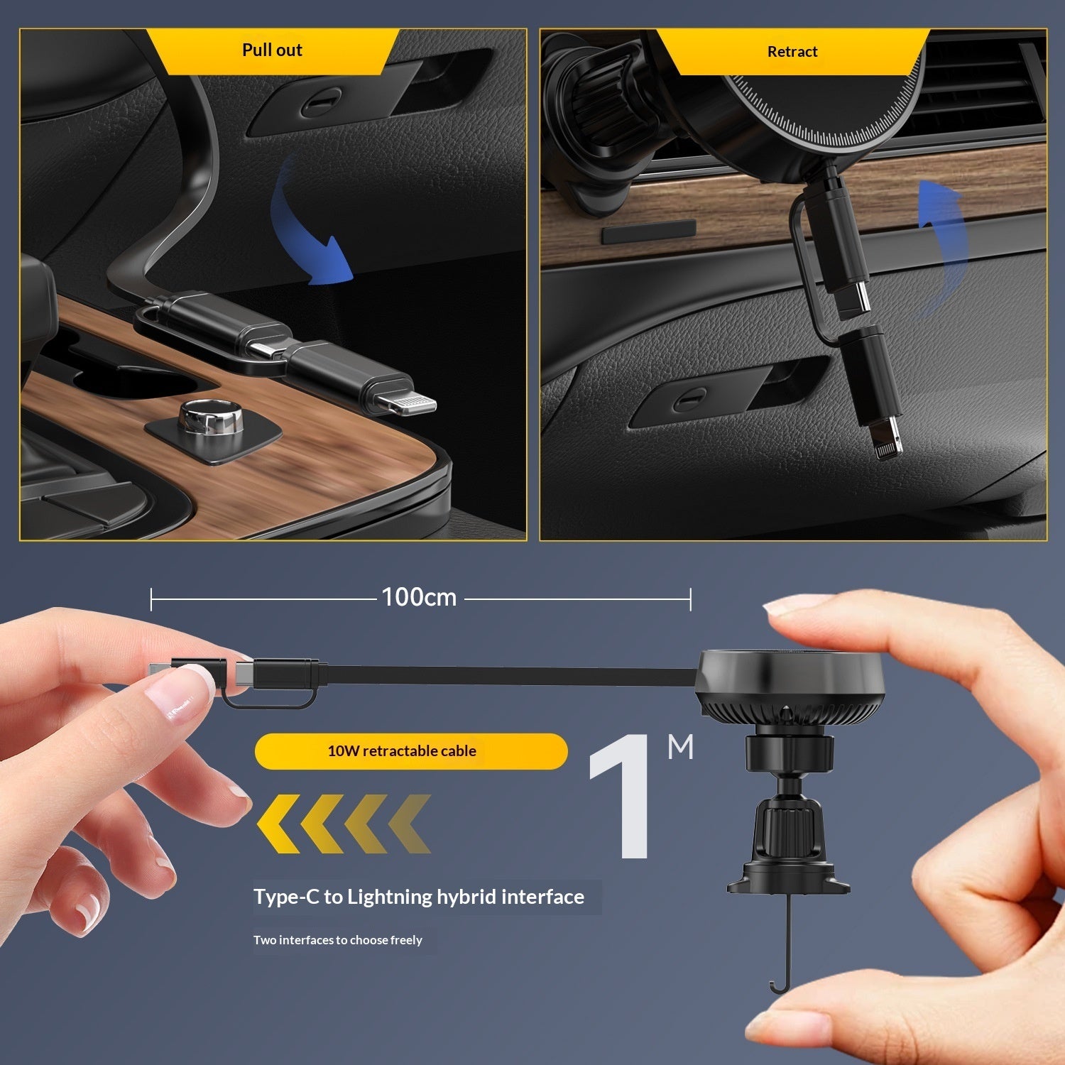 2-in-1 Magnetic Wireless Car Charger With Phone Holder For Vehicles